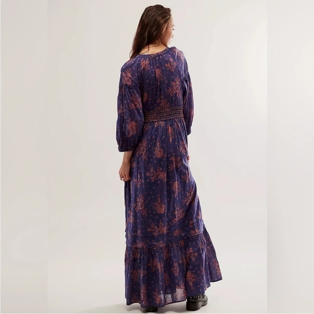 NEW Free People Golden Hour Maxi Dress Navy Combo XS